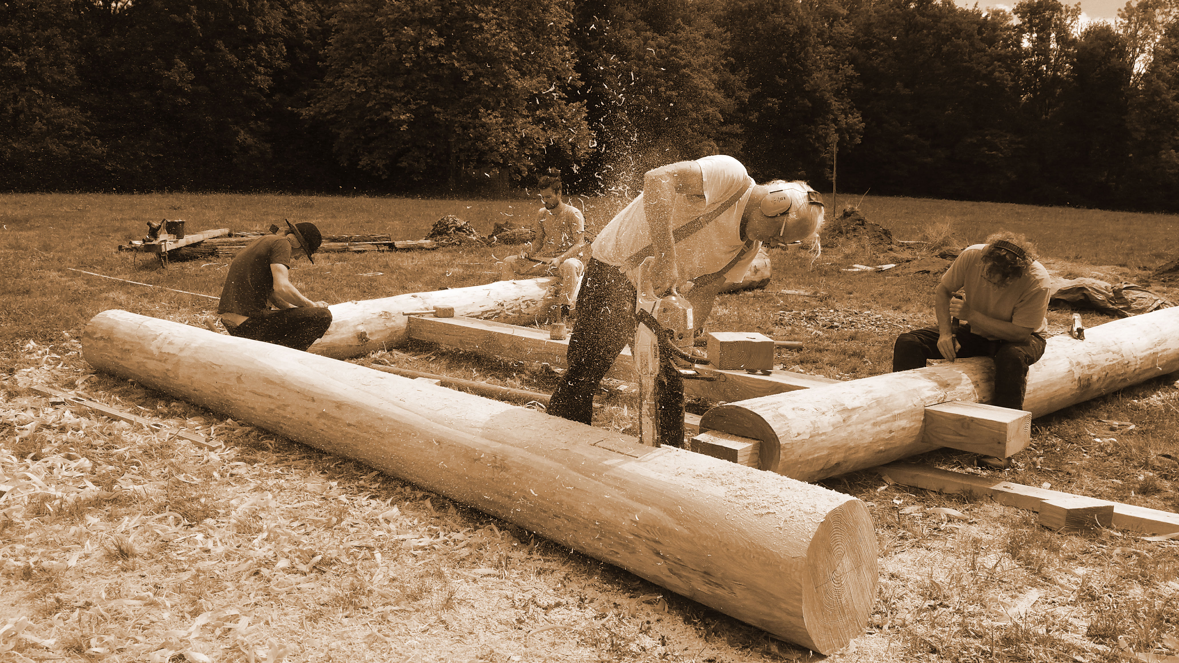 Mannschaft im Viereck