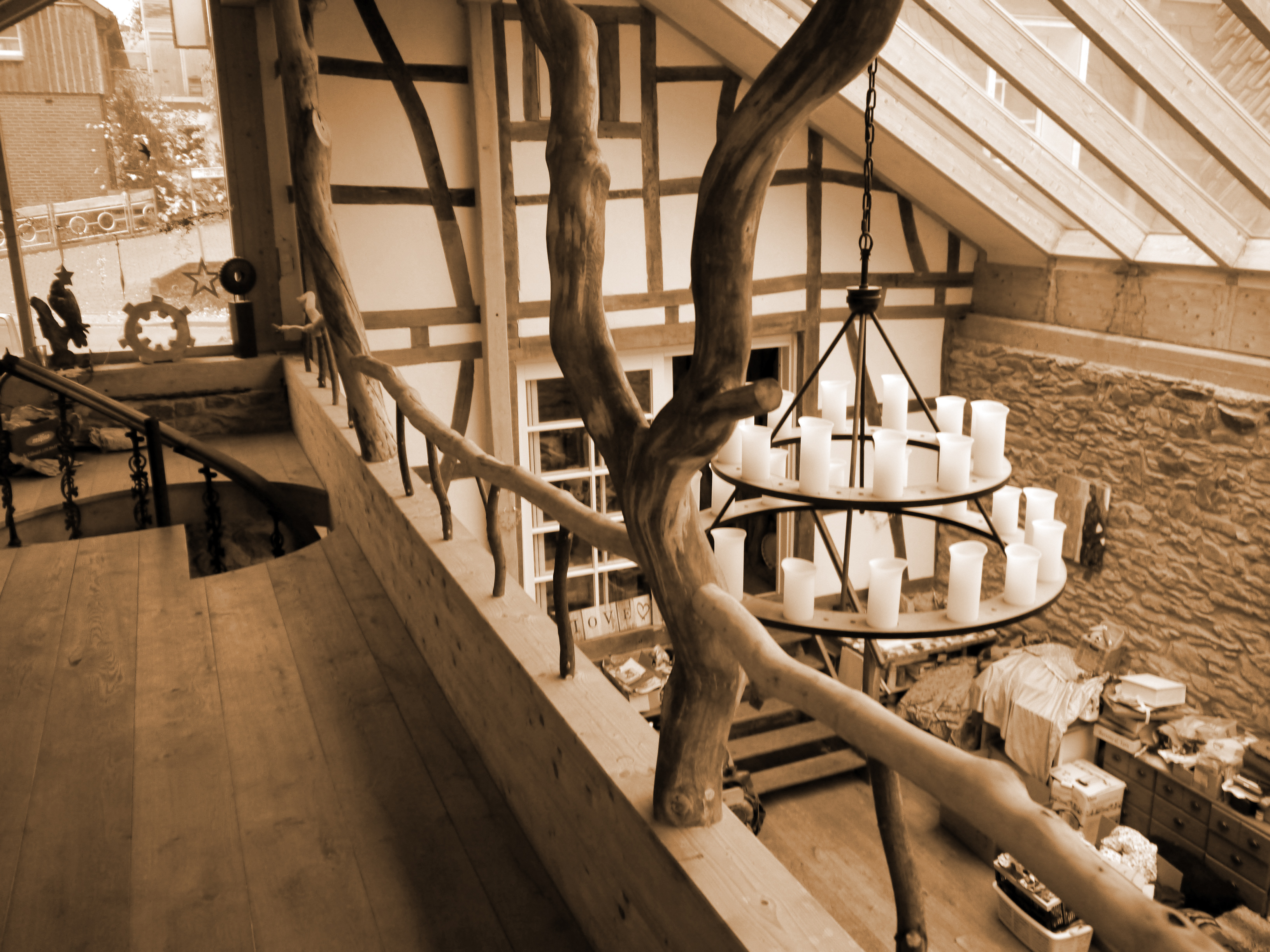 Geländer aus Naturholz